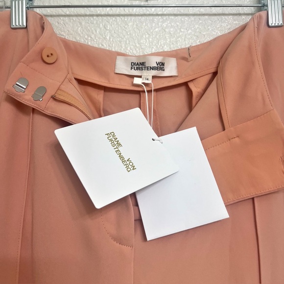 Diane Von Furstenberg Kiersten Coraldust Wide Leg Trousers Pant NWT Size 14 - Picture 6 of 10